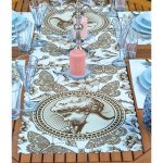 4+1 Beyaz Zemin Kara Kalem Çizimli Amerikan Servis & Runner Seti Realhomes