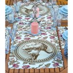 4+1 Krem Zemin Etnik Çizimli Amerikan Servis & Runner Seti Realhomes