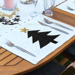 4+1 Siyah Beyaz Gold Detaylı Mery Christmas Temalı Amerikan Servis & Runner Seti Realhomes