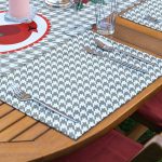 4+1 Gri Ekose Zeminli Kuş Tasarımlı Amerikan Servis & Runner Seti Realhomes