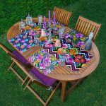 4+1 Neon Çizimli Çiçek Tasarımlı Amerikan Servis & Runner Seti Realhomes