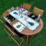 4+1 Siyah Beyaz Çam Ağacı & Kozalak Tasarımlı Amerikan Servis & Runner Seti Realhomes