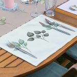 4+1 Renkli Zemin Yaprak Dalları Özel Tasarım Amerikan Servis & Runner Seti Realhomes