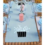 4+1 Gri & Pembe Zeminli Saksılı Kaktüs Tasarımlı Amerikan Servis & Runner Seti Realhomes