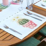 4+1 Sevimli Saksılı Kaktüs Tasarımlı Amerikan Servis & Runner Seti Realhomes