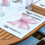 4+1 Renkli Suluboya Kelebek Çizimli Amerikan Servis & Runner Seti Realhomes