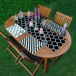 4+1 Siyah Beyaz Geometrik Motifli Amerikan Servis & Runner Seti Realhomes