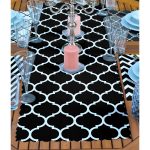 4+1 Siyah Beyaz Geometrik Motifli Amerikan Servis & Runner Seti Realhomes