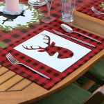 - ServisRunner-Set304-Gorsel3 - Realhomes  4+1 Kırmızı Ekose Mery Christmas Özel Tasarımlı Amerikan Servis & Runner Seti Realhomes