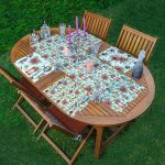 4+1 Rengarenk Çiçek & Yaprak Tasarımlı Amerikan Servis & Runner Seti Realhomes