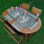 4+1 Siyah Beyaz Etnik Motifli Amerikan Servis & Runner Seti Realhomes