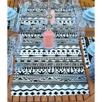 4+1 Siyah Beyaz Etnik Motifli Amerikan Servis & Runner Seti Realhomes