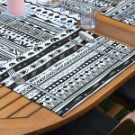 4+1 Siyah Beyaz Etnik Motifli Amerikan Servis & Runner Seti Realhomes