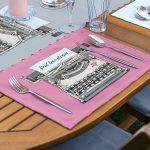 4+1 Renkli Zemin Antika Daktilo Çizimli Amerikan Servis & Runner Seti Realhomes