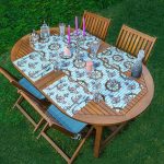 4+1 Mavi Zemin Dümen & Çapa Motifli Amerikan Servis & Runner Seti Realhomes