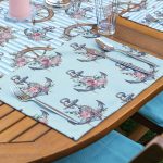 4+1 Mavi Zemin Dümen & Çapa Motifli Amerikan Servis & Runner Seti Realhomes