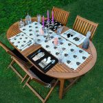 4+1 Siyah Beyaz Zemin Kaktüs Çizimli Amerikan Servis & Runner Seti Realhomes