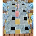 4+1 Çizgili Etnik İskandinav Tasarımlı Amerikan Servis & Runner Seti Realhomes