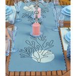 4+1 Renkli Zemin Deniz Yosunu Çizimli Amerikan Servis & Runner Seti Realhomes