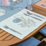 4+1 Renkli Zemin Deniz Yosunu Çizimli Amerikan Servis & Runner Seti Realhomes