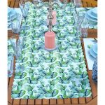 4+1 Beyaz Zemin Kaktüs Tasarımlı Amerikan Servis & Runner Seti Realhomes