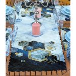 - ServisRunner-Set41-Gorsel2 - Realhomes  4+1 Mermer Zemin Geometrik Altıgen Tasarımlı Amerikan Servis & Runner Seti Realhomes