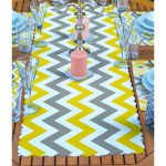 4+1 Sarı & Gri Zigzag Motifli Amerikan Servis & Runner Seti Realhomes