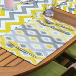 4+1 Sarı & Gri Zigzag Motifli Amerikan Servis & Runner Seti Realhomes