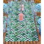 4+1 Siyah Zigzaglı Yaprak Tasarımlı Amerikan Servis & Runner Seti Realhomes