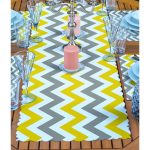 4+1 Sarı & Gri Zigzag Motifli Amerikan Servis & Runner Seti Realhomes