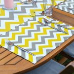 4+1 Sarı & Gri Zigzag Motifli Amerikan Servis & Runner Seti Realhomes