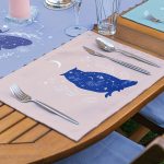 4+1 Soyut Sevimli Hayvan Baskılı Amerikan Servis & Runner Seti Realhomes