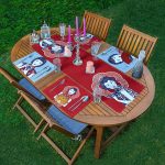 4+1 Kırmızı & Mavi Etnik Kadın Tasarımlı Amerikan Servis & Runner Seti Realhomes