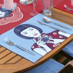 4+1 Kırmızı & Mavi Etnik Kadın Tasarımlı Amerikan Servis & Runner Seti Realhomes