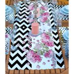 - ServisRunner-Set73-Gorsel2 - Realhomes 4+1 Siyah Beyaz Zemin Çiçek Tasarımlı Amerikan Servis & Runner Seti Realhomes