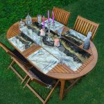 4+1 Siyah & Gri Mermer Tasarımlı Amerikan Servis & Runner Seti Realhomes