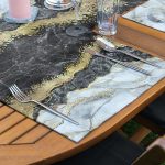 4+1 Siyah & Gri Mermer Tasarımlı Amerikan Servis & Runner Seti Realhomes