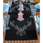 4+1 Siyah Beyaz Geyik & Gold Detaylı Amerikan Servis & Runner Seti Realhomes