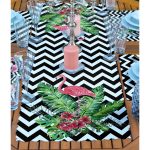 - ServisRunner-Set79-Gorsel2 - Realhomes  4+1 Siyah Beyaz Zigzag Tasarımlı Amerikan Servis & Runner Seti Realhomes