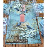 4+1 Renkli Tüy & Mavi Saka Kuşu Tasarımlı Amerikan Servis & Runner Seti Realhomes