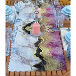 4+1 Mor Mermer Tasarımlı Amerikan Servis & Runner Seti Realhomes