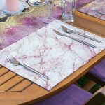 4+1 Mor Mermer Tasarımlı Amerikan Servis & Runner Seti Realhomes