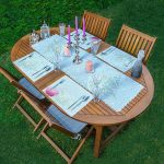 4+1 Mavi Zemin Ortanca Çiçeği Motifli Amerikan Servis & Runner Seti Realhomes