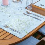 4+1 Mavi Zemin Ortanca Çiçeği Motifli Amerikan Servis & Runner Seti Realhomes