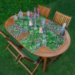 - ServisRunner-Set89-Gorsel1 - Realhomes 4+1 Siyah Beyaz Geometrik Zeminli Yeşil Yapraklı Amerikan Servis & Runner Seti Realhomes