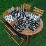 4+1 Siyah Beyaz Kaktüs Tasarımlı Amerikan Servis & Runner Seti Realhomes