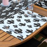 4+1 Siyah Beyaz Kaktüs Tasarımlı Amerikan Servis & Runner Seti Realhomes