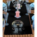 4+1 Siyahi African Tasarımlı Amerikan Servis & Runner Seti Realhomes