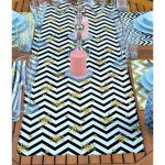 4+1 Altın Varaklı Geometrik Tasarımlı Amerikan Servis & Runner Seti Realhomes