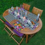 4+1 Geometrik Zigzag Zeminli Gül Motifli Amerikan Servis & Runner Seti Realhomes